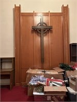Large wooden cross, and oak wall attachment