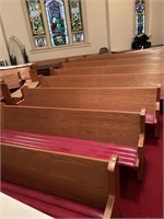 Middle row church pew 14 feet 5 1/2 inches wide