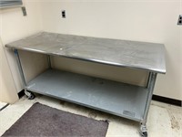 Steel table with wheels 72" x 30in" x 35in tall