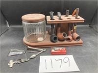 DECC Wooden Pipe Holder, Humidor, Pipes