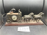 Vintage Metal Stagecoach Mantel Clock,   see des