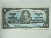 1937 BANK OF CANADA $5 BILL