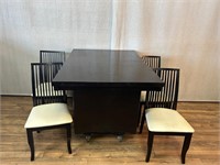 Dark Finish Contemporary Dining Table w/4 Chairs