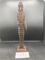 Hand Carved Wood Knight (missing Axe?)  19"