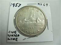 1957 $1 CDN COIN - 1 W.L.