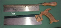 2 saws: 10" steel back saw R.H. DAVIS & Disston No