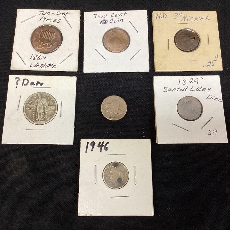 (7) ASSORTED, SEATED LIBERTY DIME, WALKING