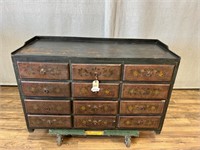 Antique Hand Painted 12 Drawer Dresser Aged