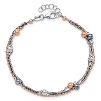 Sterling Silver Rose Gold Bead Bracelet