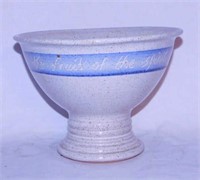 Pedestal pottery bowl, 7" tall - 3 ceramic