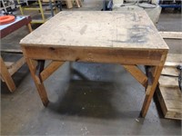 Custom built wooden shop table, 46 x 49 x33