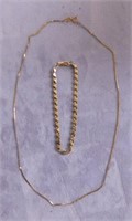 14K yellow gold 7" bracelet and 16" necklace