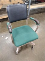 Vintage metal frame swivel rolling office chair