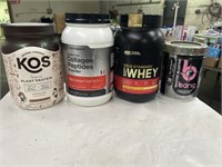 1 LOT FLAT OF (4) ASST PROTEIN POWDER SUPPLEMENTS