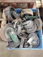 Large tub of miscellaneous Castor Wheels, Steel