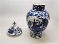 T. Delft Blu Glazed Ceramic Jar with Lid
