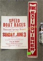Fire Extinguisher sign & Speed Boat Races sign