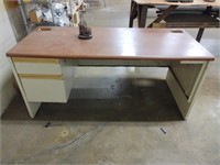 Vintage metal frame 2-drawer office desk, 30X 66