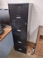 Two metal two-drawer filing cabinets