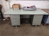 Vintage Steel 6-drawer office desk, desk only,