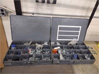 Two Klein Tools storage organizer boxes with
