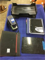 Electric stapler, three ring binders, office