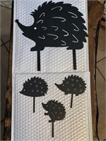 Hedgehog Family Silhouette Garden Stakes 4 Piece