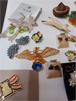 Lot of Vtg. Brooches, Earrings, and More