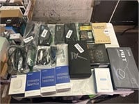 1 LOT FLAT OF ASST ELECTRONICS AND PHONE CASES