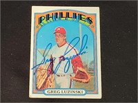 AUTOGRAPHED 1972 TOPPS GREG LUZINSKI VINTAGE...