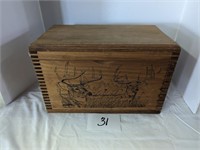Wood Dove Tail Ammo Box  - Deer Picture