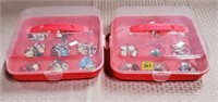 2 Small Red Totes of Costume Rings, Pendants,