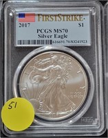 2017 FIRST STRIKE SILVER EAGLE $1 COIN - MS70