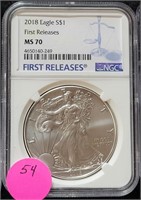 2018 FIRST RELEASE SILVER EAGLE $1 - MS70