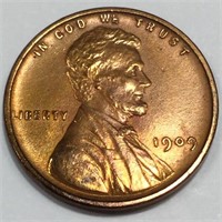 1909 VDB Lincoln Wheat Cent Penny AU/BU