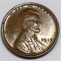 1917 Lincoln Wheat Cent Penny AU/BU