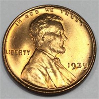 1939 Lincoln Wheat Cent Penny Uncirculated Red