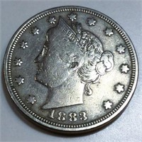 1883 With Cents Liberty V Nickel High Grade