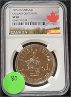 1975 CANADA SILVER $1 COIN - CALGARY - SP69