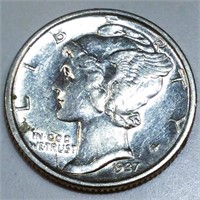 1937-S Mercury Silver Dime Uncirculated