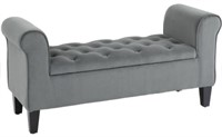 Tufted Ottoman Bench w/Rolled Armrests