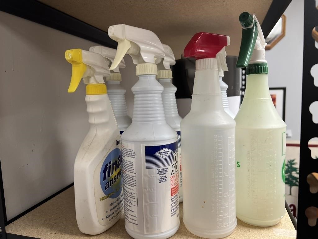 SPRAY BOTTLES AND SOME CLEANERS