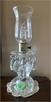 Crystal and glass lamp