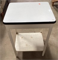 Unique Small Vintage Enamel Top Table
