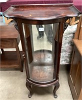 Ornate Antique Mahogany Showcase With Bowed Front