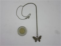 Chaine en argent 925 + pendentif de papillon