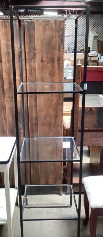 Metal with Glass Shelves Shelving Unit
