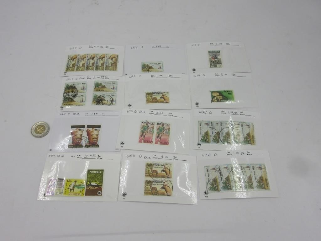 Plusieurs vieux timbres du Nigéria