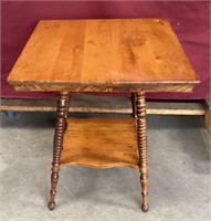 Ornate Wood Table With Spindle Turned Legs