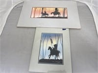 2-Matted Water Color Native American Prints